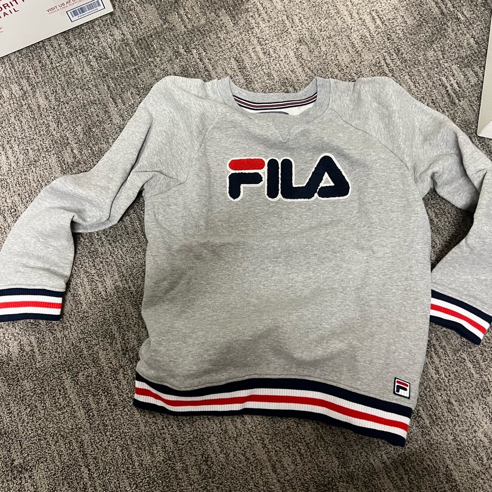 Fila Kids Gray Sweatshirt with Red and Blue Accents